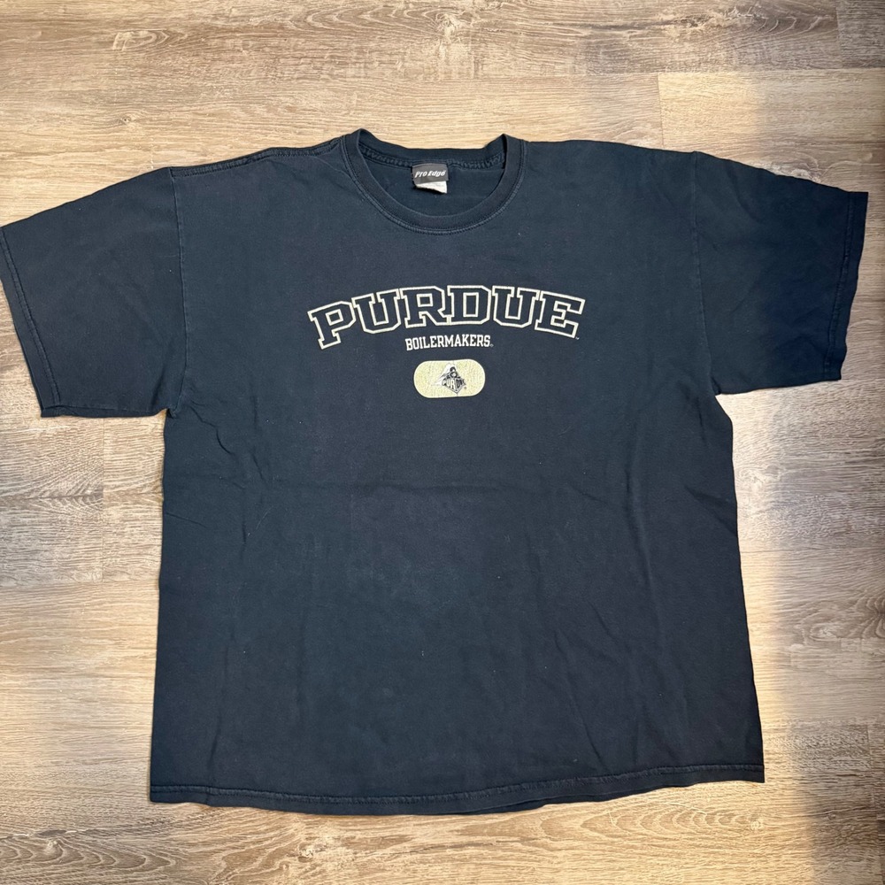 Vintage Pro Edge Purdue Boilermakers T-Shirt Mens XL Black Short Sleeve NCAA Tee